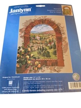 Janlynn 'Dreaming of Tuscany' Cross Stitch Wall Art Kit - Brown, Green, Blue New